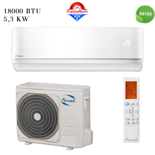 Climatiseur Airwell 18000 BTU R410 – Performance et confort au Maroc.