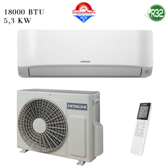 Climatiseur Hitachi Inverter 18000 BTU Air-Home 400, performant, silencieux, design élégant, livraison gratuite et installation en option au Maroc.