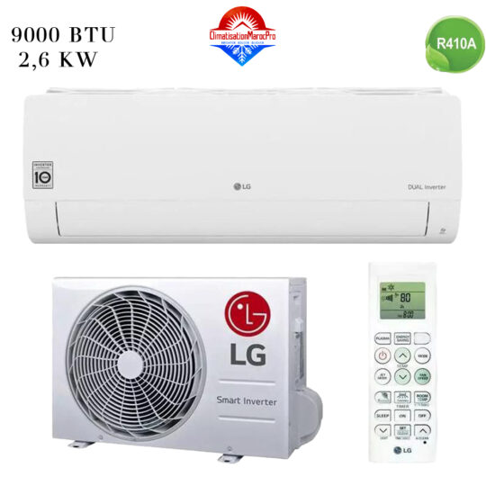 Climatiseur LG 9000 BTU Dual Inverter, refroidissement rapide, silencieux, économique, livraison gratuite Maroc.