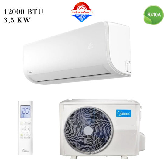 Climatiseur Midea 12000 BTU R410 – Climatisation efficace, rapide et écologique pour votre confort au Maroc.