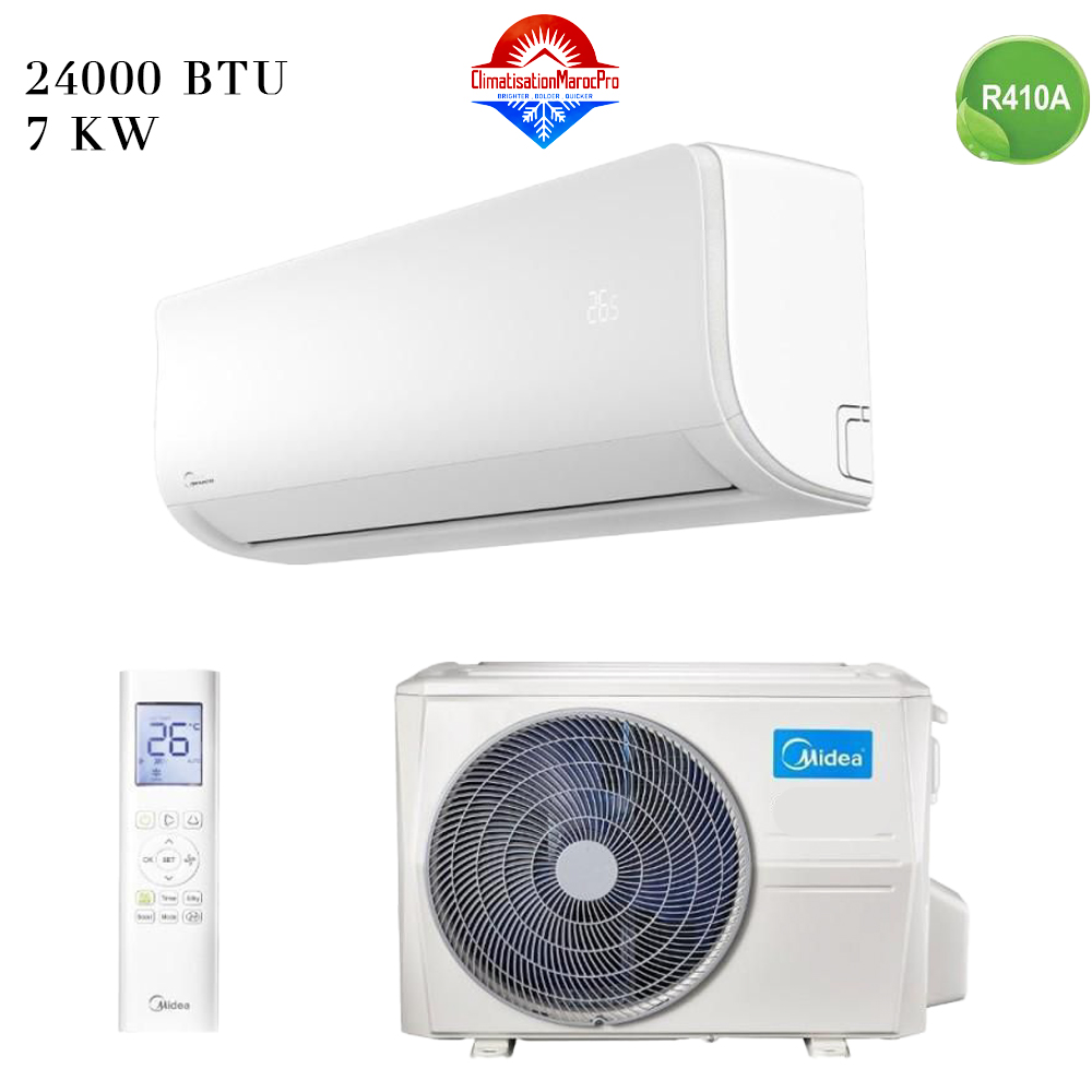 Climatiseur Midea 24000 BTU R410 – Climatisation puissante et écologique pour un confort optimal au Maroc.