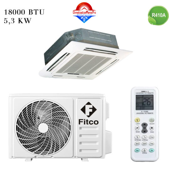 Climatiseur Cassette Fitco 18000 BTU R410 – Climatisation silencieuse et efficace pour espaces moyens