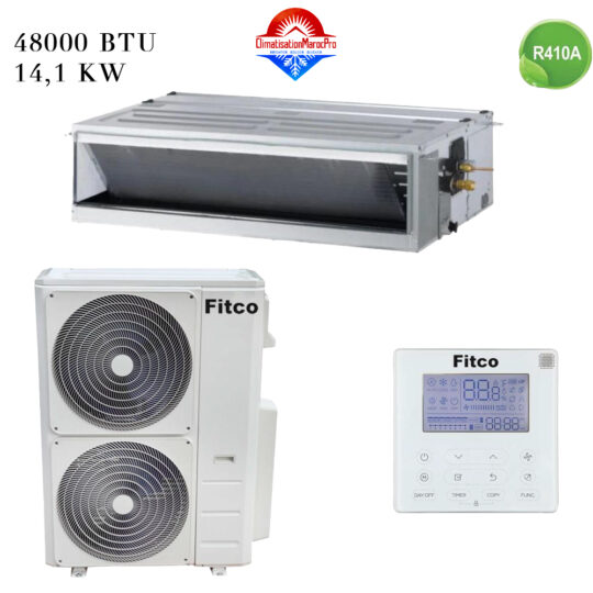 Climatiseur Gainable Fitco 48000 BTU 14.1 kW – climatisation discrète et performante, installation professionnelle au Maroc.