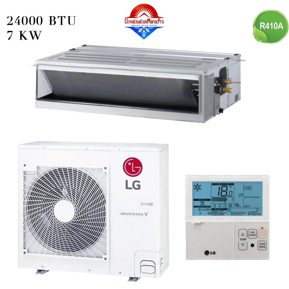 Climatiseur Gainable LG 24000 BTU Inverter 7 kW ABNW24GM1S2 – Climatisation performante, discrète et économique pour espaces résidentiels et professionnels