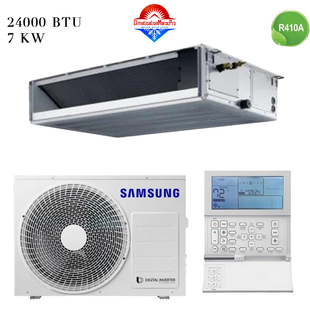 Climatiseur Gainable Samsung 24000 BTU Inverter 7 kW – Climatisation efficace et économique pour vos espaces moyens.