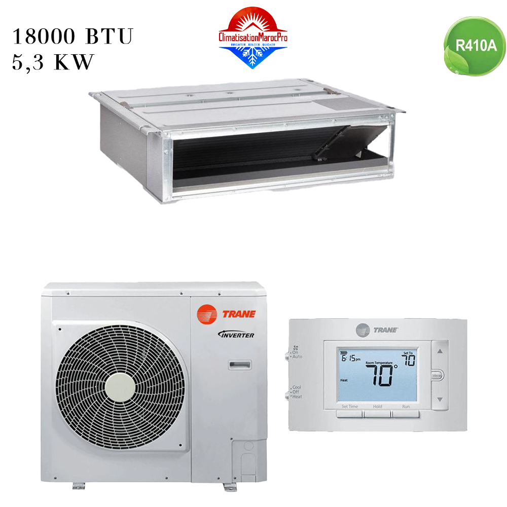 Climatiseur TRANE Gainable 18000 BTU Inverter – climatisation discrète, écoénergétique, installation professionnelle au Maroc.