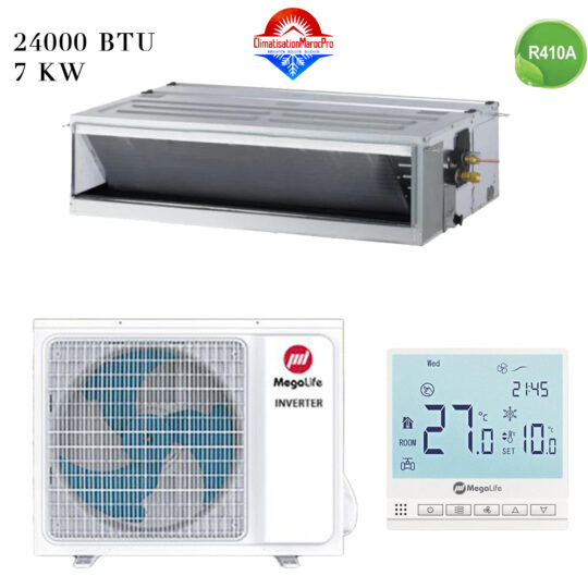 Climatiseur Gainable Mégalife 24000 BTU Inverter 7 kW – Confort thermique optimal et faible consommation énergétique